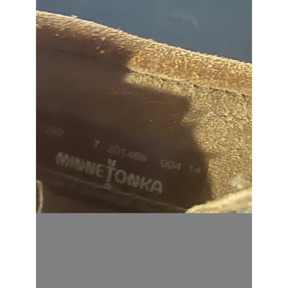 Minnetonka Toddler Hardsole Moccassin Suede Double Fringe Boots Size 7